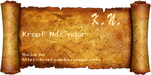Kropf Nándor névjegykártya