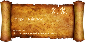 Kropf Nándor névjegykártya